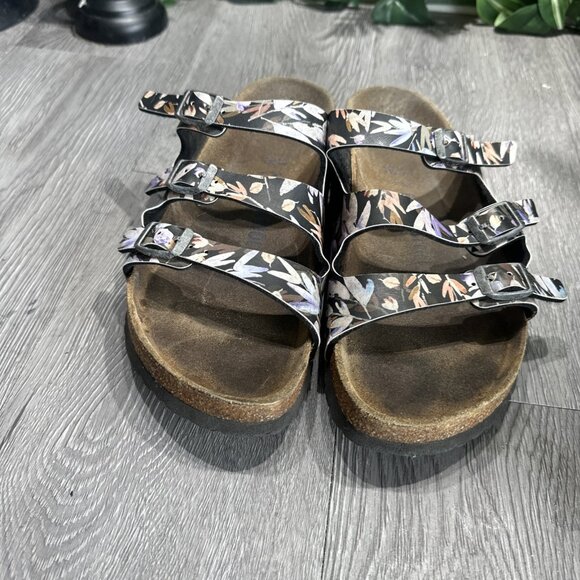 Birkenstock Florida Floral Black Sandals Women’s EU 39 US 8-8.5 Soft Bed - Picture 3 of 9